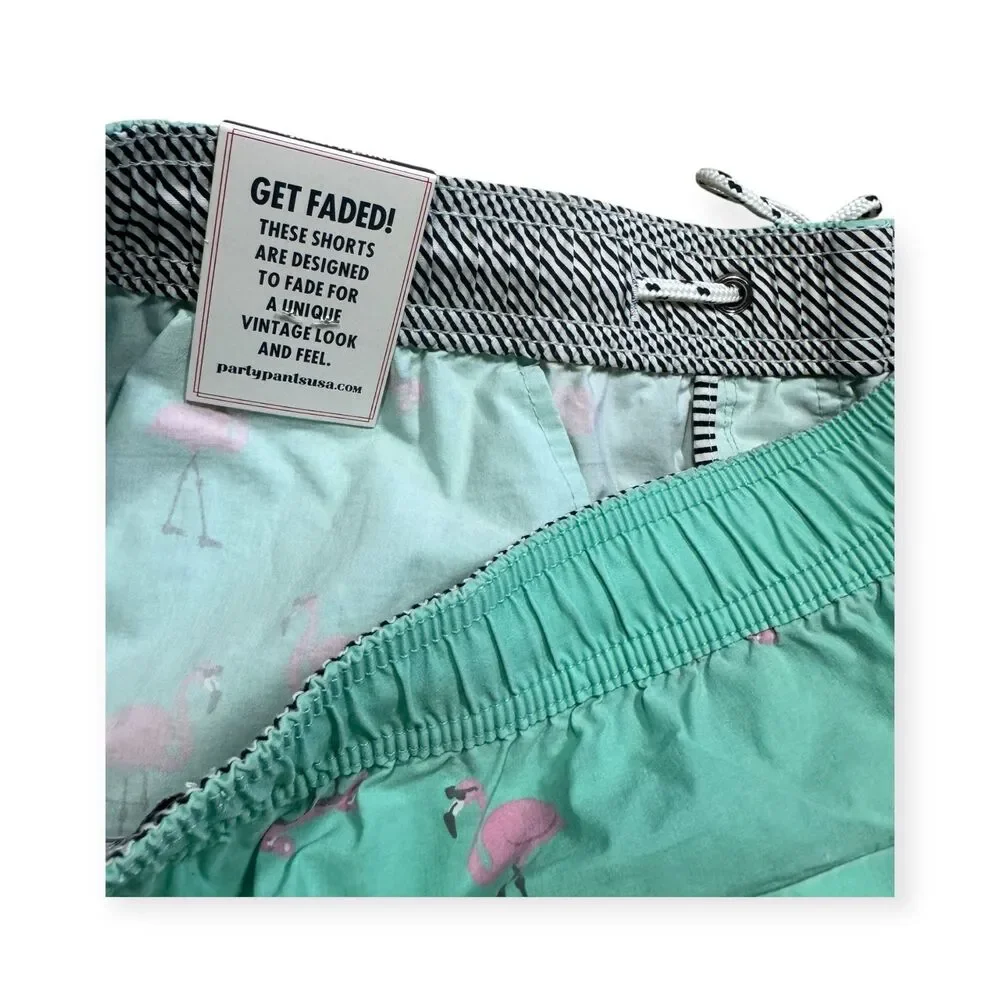 Party Pants Blue‎ Cruiser Flamingo Shorts Size Large Retro Y2K BNWT